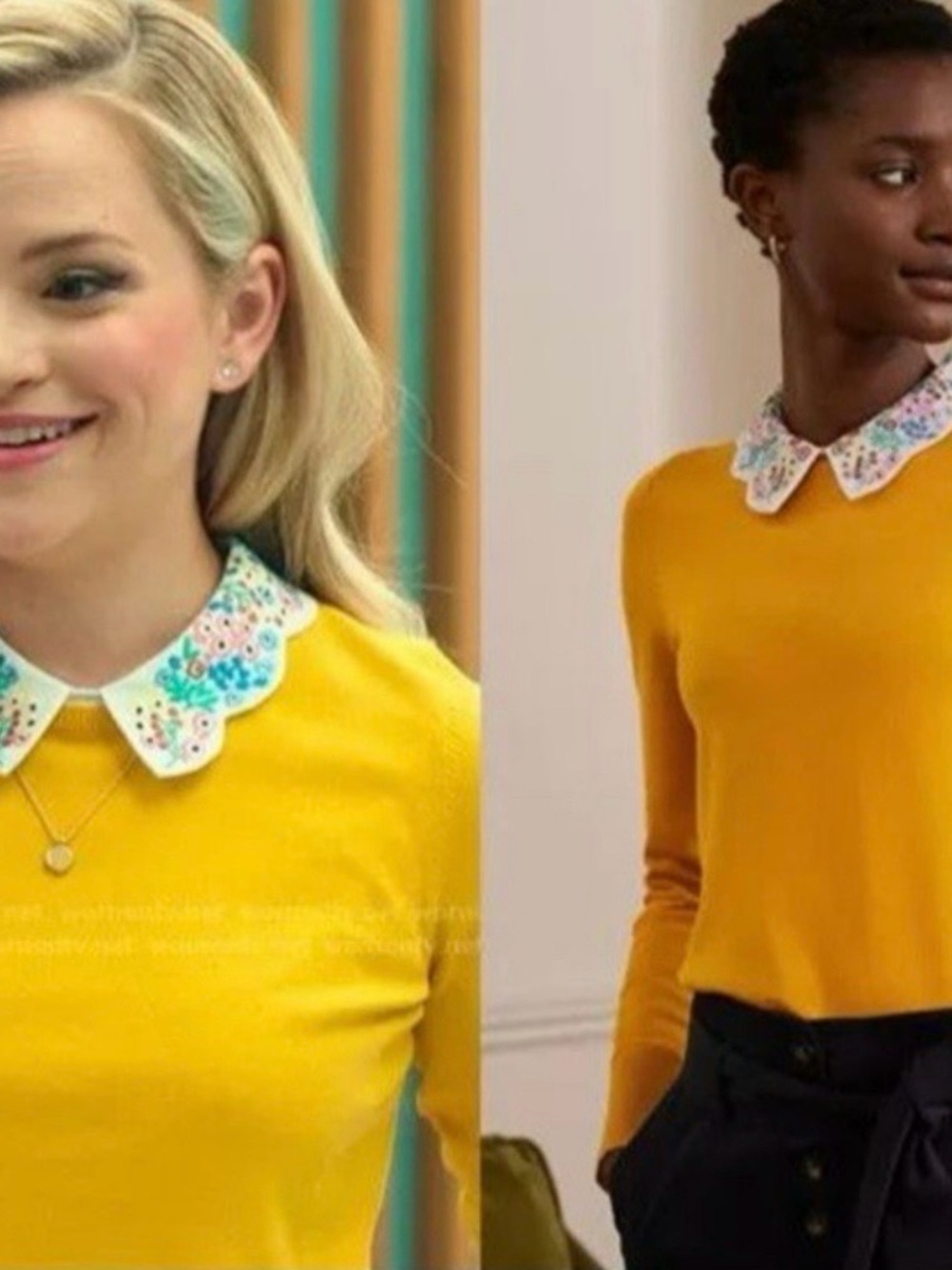 Boden Colette Collar Sweater Size M Patterned Collar Cottagecore